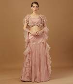 Blush Pink Pleated Lehenga Set