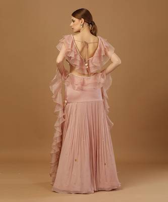 Blush Pink Pleated Lehenga Set 2