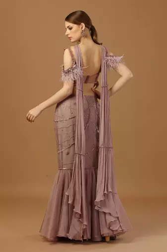 Dusty Pink Fish Cut Skirt Set