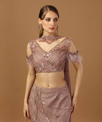 Dusty Pink Fish Cut Skirt Set 4