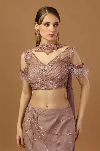 Dusty Pink Fish Cut Skirt Set