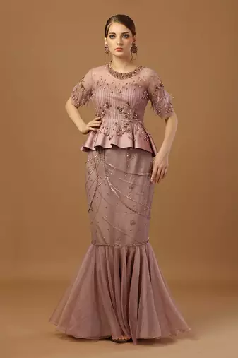 Dusty Pink Peplum Skirt Set