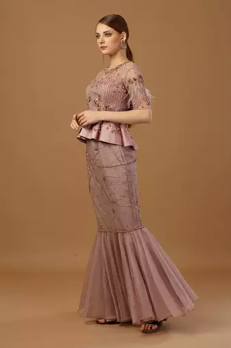 Dusty Pink Peplum Skirt Set