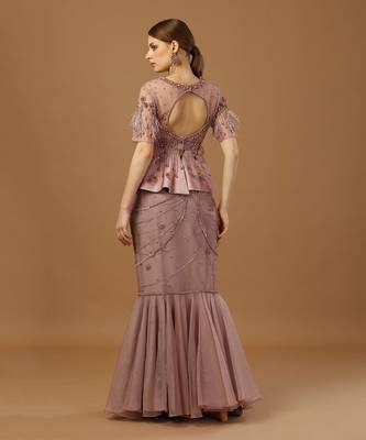 Dusty Pink Peplum Skirt Set 4