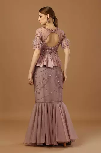 Dusty Pink Peplum Skirt Set