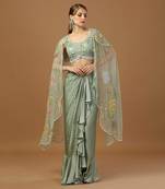 Aqua Green Drape Skirt Set
