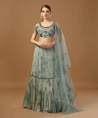 Aqua Green Tye Dye Lehenga Set 1