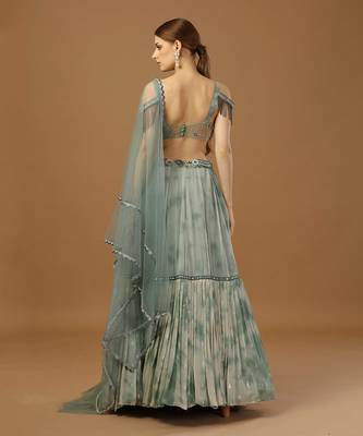 Aqua Green Tye Dye Lehenga Set 3