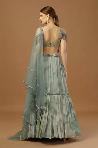 Aqua Green Tye Dye Lehenga Set
