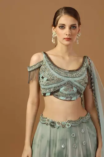 Aqua Green Tye Dye Lehenga Set