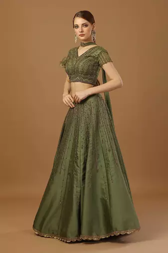 Moss Green Lehenga Set