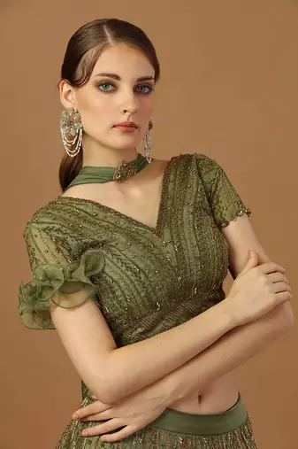Moss Green Lehenga Set