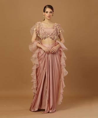 Blush pink dhoti set 1