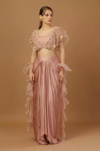 Blush pink dhoti set