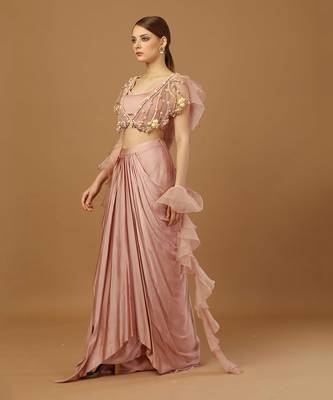 Blush pink dhoti set 3