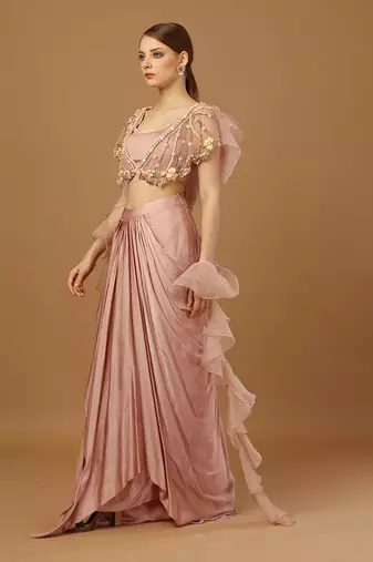 Blush pink dhoti set