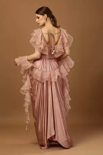 Blush pink dhoti set