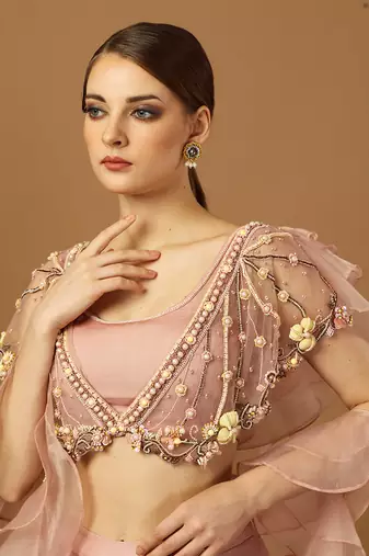 Blush pink dhoti set