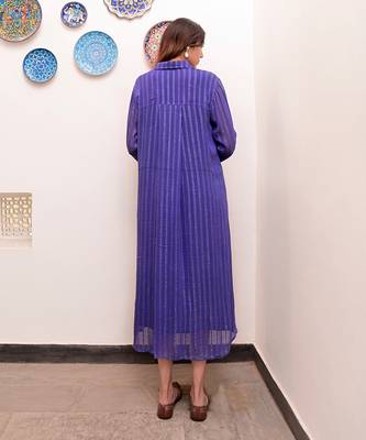 Neelambar zari textured shirt dress 4