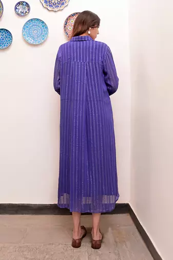 Neelambar zari textured shirt dress