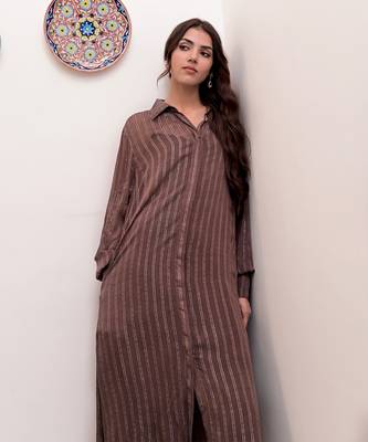 Gulkand zari textured shirt dress 2