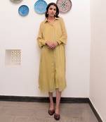 Pistavi  zari textured shirt dress