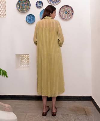 Pistavi  zari textured shirt dress 4