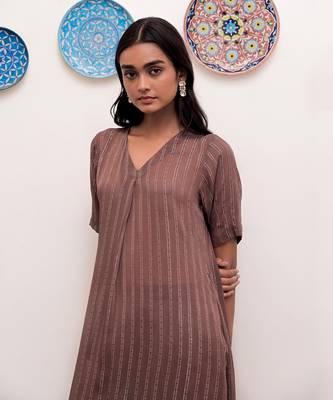 Gulkand zari textured kurta set 2