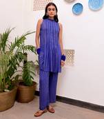 Neelambar zari textured kurti set