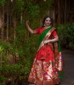 Women Jacquard Silk Paithani Design With Weaving Zari Work Lehenga Choli 