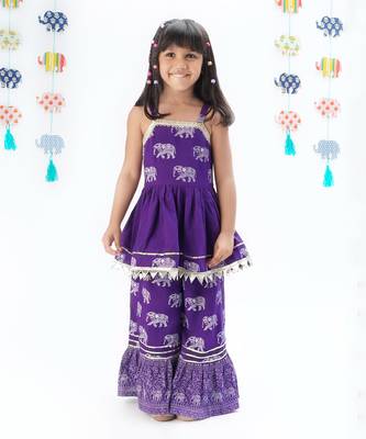 Trunk tales girls purple kurta with pant 1