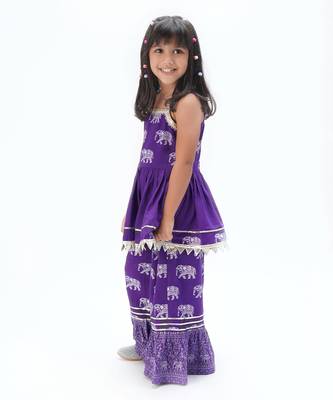Trunk tales girls purple kurta with pant 2