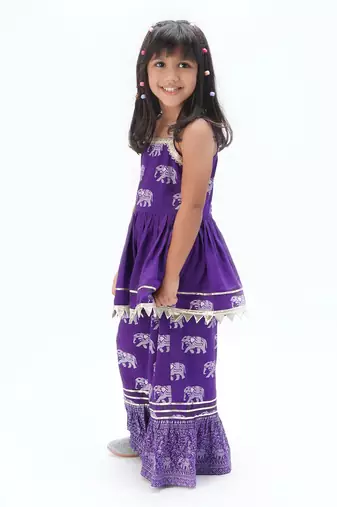 Trunk tales girls purple kurta with pant