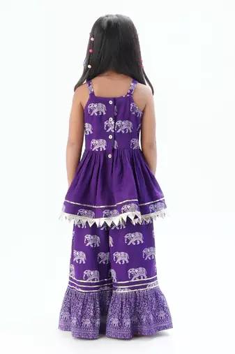 Trunk tales girls purple kurta with pant