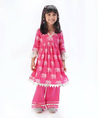 Trunk tales girls pink kurta with pant 1