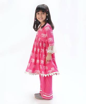 Trunk tales girls pink kurta with pant 2