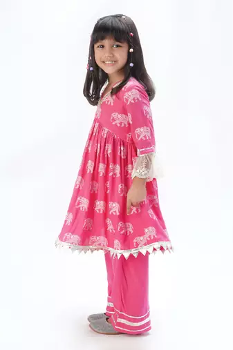 Trunk tales girls pink kurta with pant