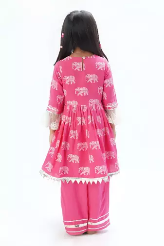 Trunk tales girls pink kurta with pant