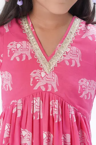 Trunk tales girls pink kurta with pant