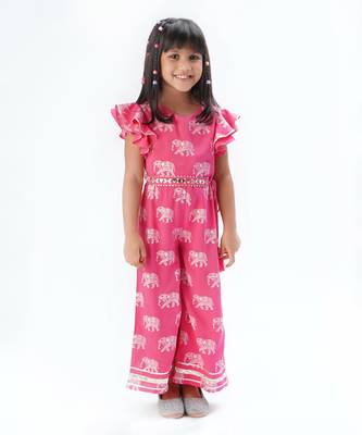Trunk tales girls pink flutter sleeve jumpsuit 1