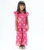 Trunk tales girls pink flutter sleeve jumpsuit