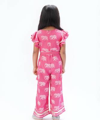 Trunk tales girls pink flutter sleeve jumpsuit 3