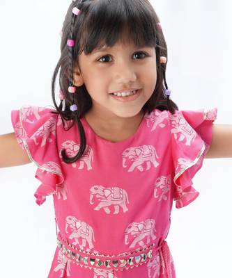 Trunk tales girls pink flutter sleeve jumpsuit 4