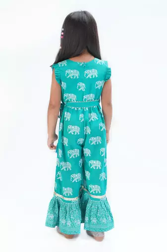 Trunk tales girls green jumpsuit