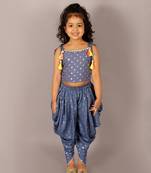 Fusion fair girls blue crop top with dhoti