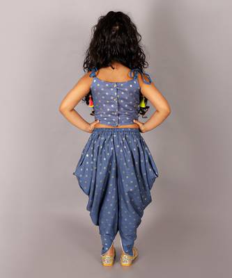 Fusion fair girls blue crop top with dhoti 2