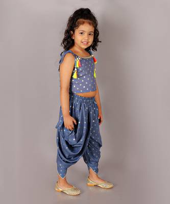 Fusion fair girls blue crop top with dhoti 3