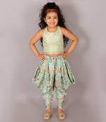 Fusion fair girls green crop top with dhoti