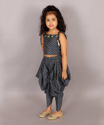 Fusion fair girls navy crop top with dhoti 2