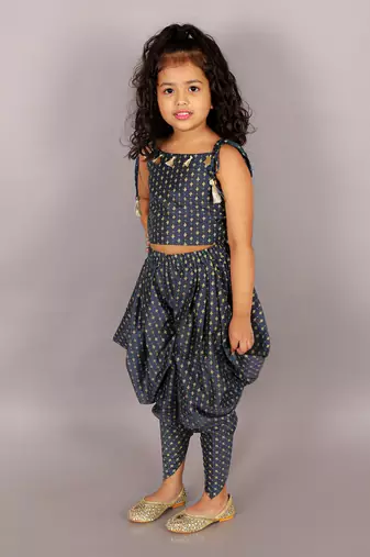 Fusion fair girls navy crop top with dhoti